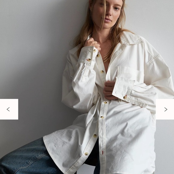 Free People The Freddie Tan khaki Castle wall color Oversized Button Down XS - Picture 6 of 15